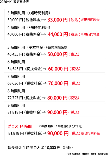 MKスタジオ料金改定2026-4-1